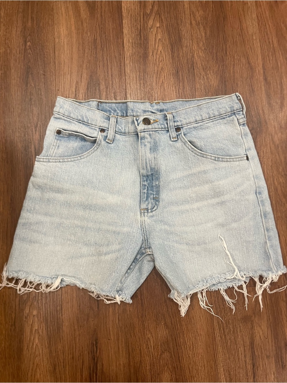 Wrangler Light Blue Frayed Hem Denim Shorts